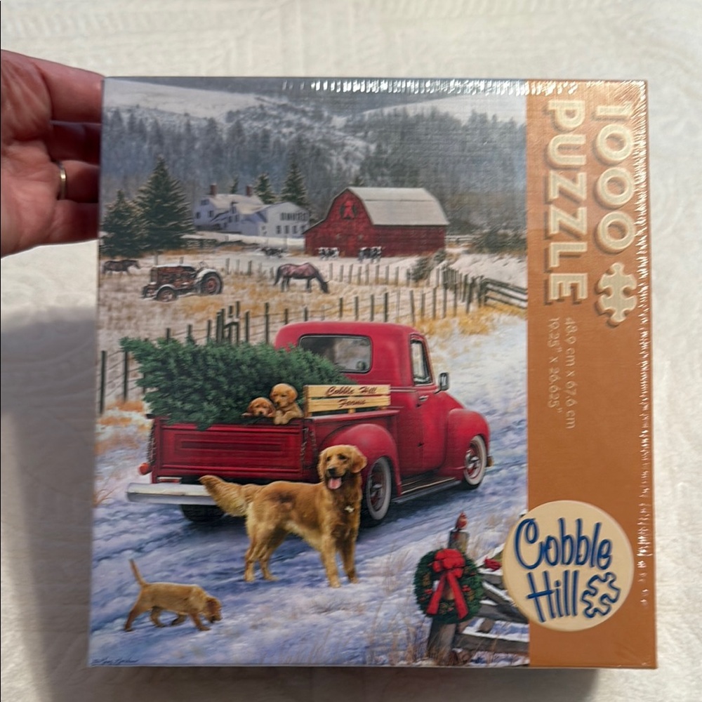 Cobble Hill 1000 Piece Puzzle with Red Truck and Dogs new